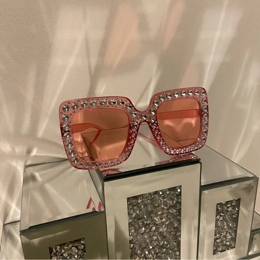 Crystal-Embellished Pink Sunglasses